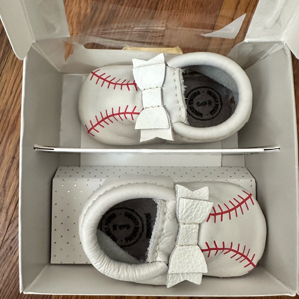 Brand new, freshly picked baseball moccasins